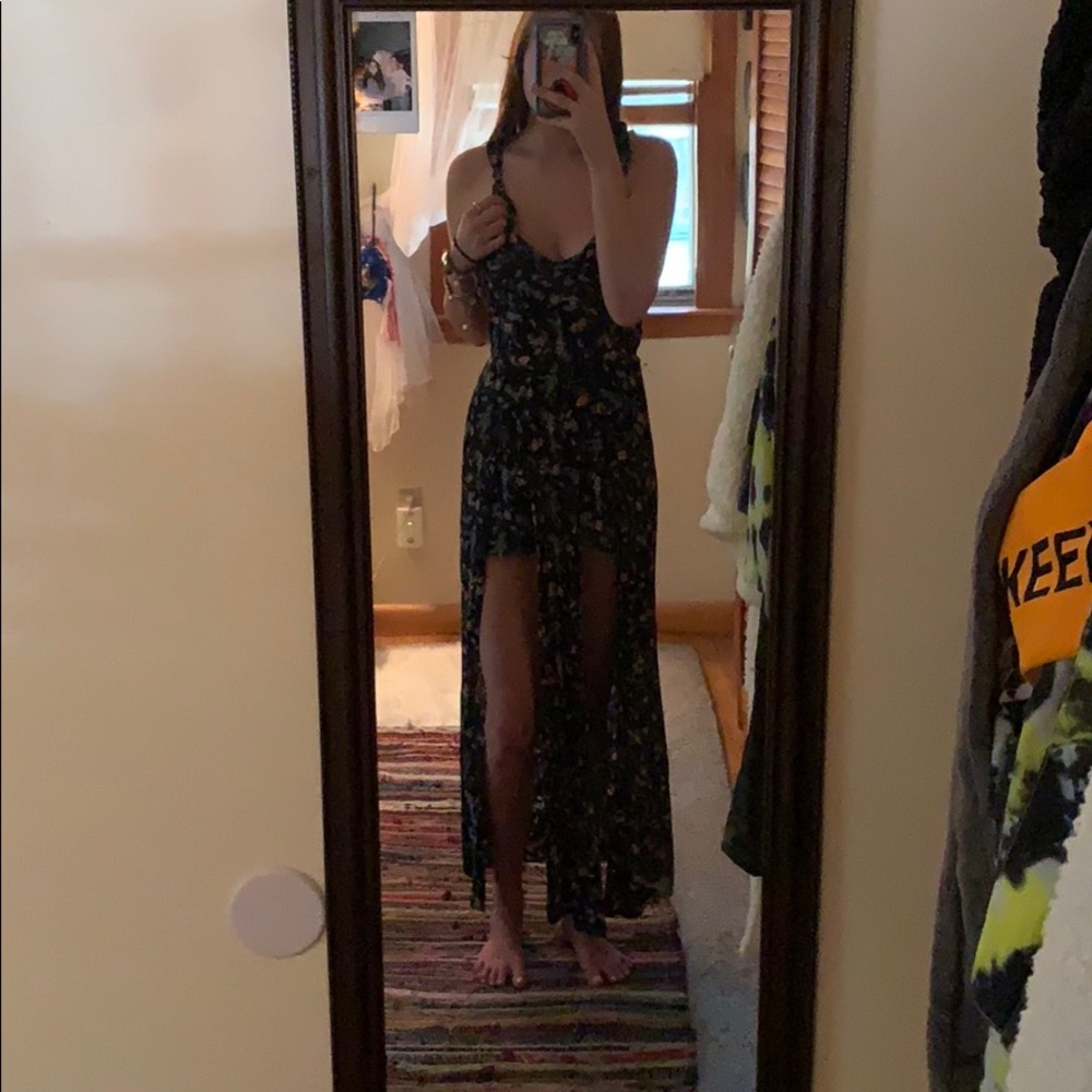 Long floral flowy dress with shorts/leg slits